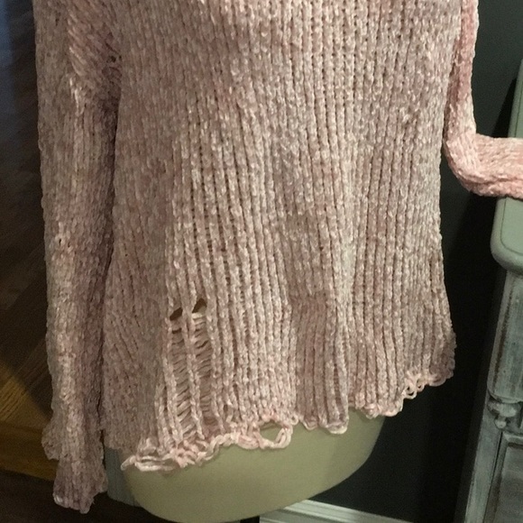 Destructed Chenille Sweater in Pretty Pink! - Picture 3 of 8
